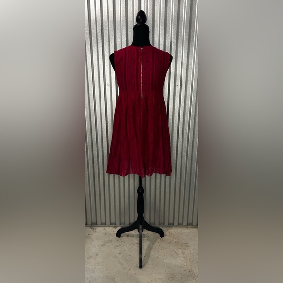 Women’s Free People Red Cotton Nylon Floral Back Zip Sleeveless Mini Dress Small - Picture 2 of 4